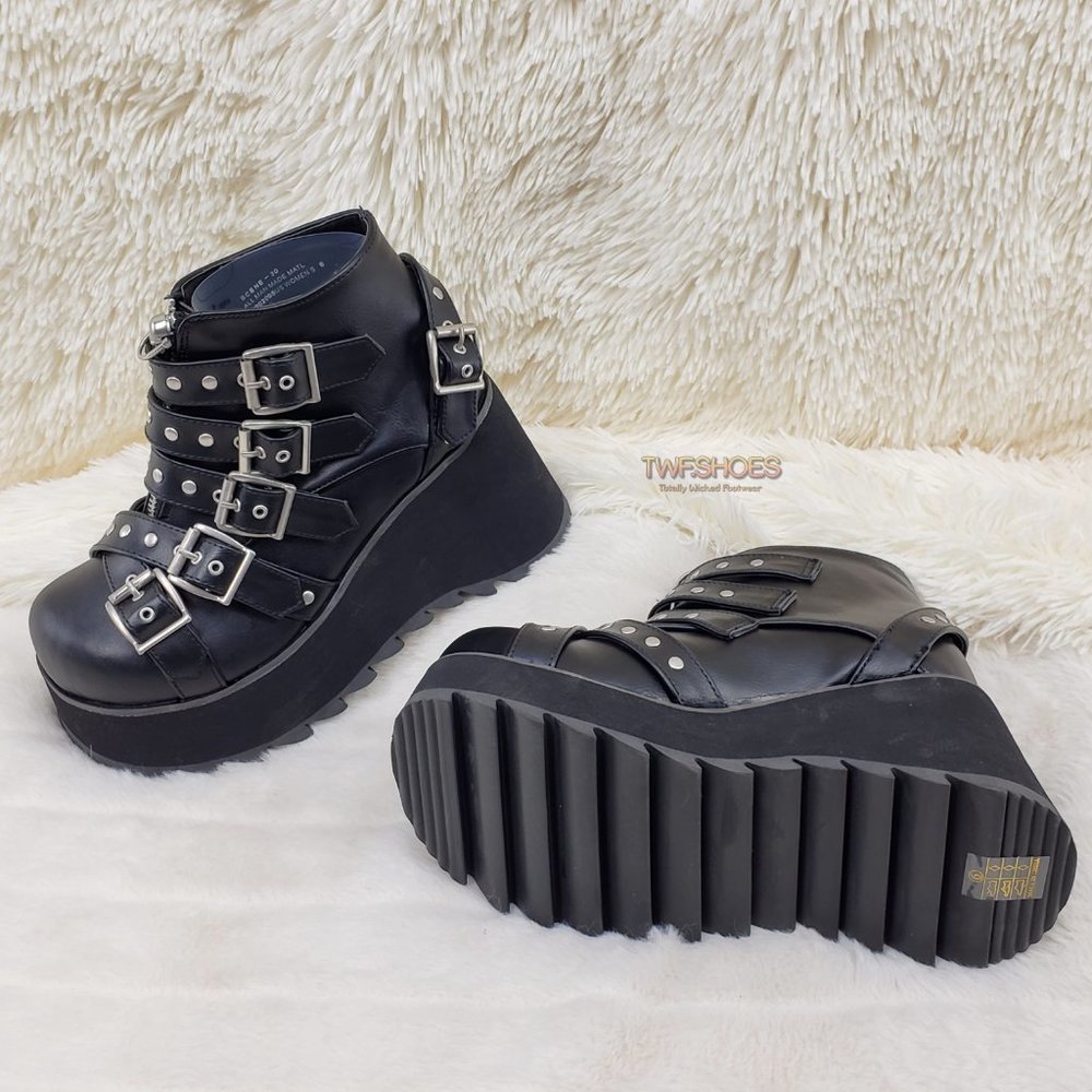 Platform Goth Boot Bootie Skull Head - Picture 5 of 13